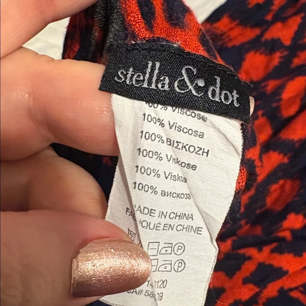 Stella & Dot Navy and Red Boho Large Scarf Shawl Coverup Dress